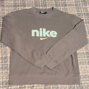 Nike Kids Grayish Green Sweatshirt with Mint Green Logo
